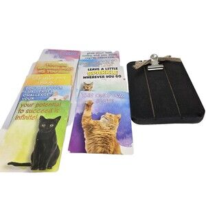 10 Cat Hilarious Motivational Cards Fridge Lockers W Magnet Holder Lot B